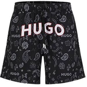 HUGO Recycled-material swim shorts with logo and paisley print