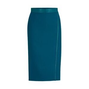 Boss Pencil skirt in wool twill with faux-leather trims
