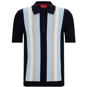 HUGO Zip-neck polo sweater with vertical stripes