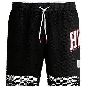 HUGO Mesh swim shorts with contrast drawstring and logo artwork