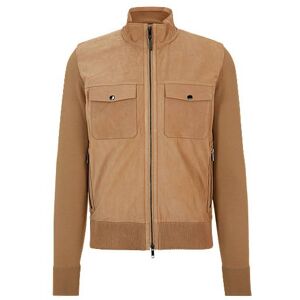 Boss Nappa-leather regular-fit jacket with wool trims