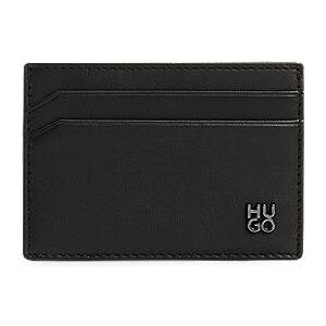 HUGO Leather card holder with stacked logo