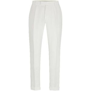 Boss Relaxed-fit trousers in micro-patterned linen