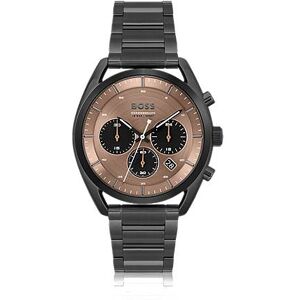 Boss Black-plated chronograph watch with brown dial