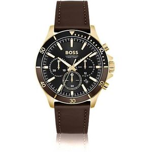 Boss Chronograph watch with brown leather strap