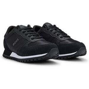 Boss Mixed-material lace-up trainers with raised logo