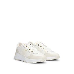 Boss Leather lace-up trainers with gold-tone logo
