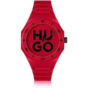 HUGO Red watch with tonal silicone strap