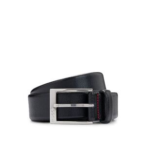 HUGO Grained-leather belt with logo buckle