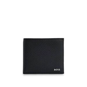 Boss Italian-leather wallet with polished-silver logo
