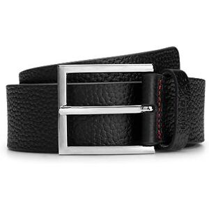 HUGO Grained-leather belt with logo-stamped keeper