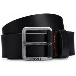 Boss Leather belt with logo-engraved buckle