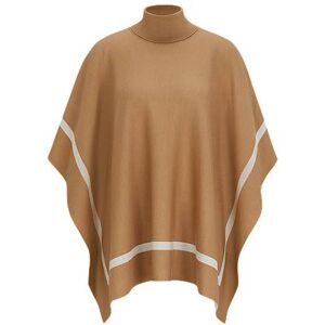 Boss Virgin-wool roll-neck poncho with logo trim