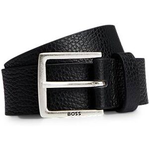 Boss Grained Italian-leather belt with logo buckle