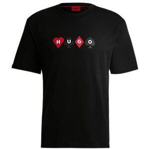 HUGO Cotton-jersey T-shirt with playing-cards logo