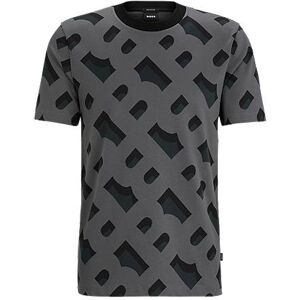 Boss Monogram-jacquard T-shirt in mercerised stretch cotton