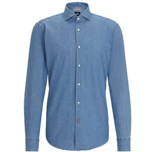 Boss Casual-fit shirt in washed cotton denim