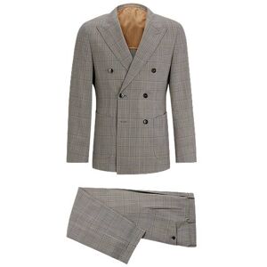 Boss Double-breasted slim-fit suit in checked virgin wool