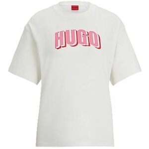 HUGO Relaxed-fit T-shirt in washed cotton with seasonal logo