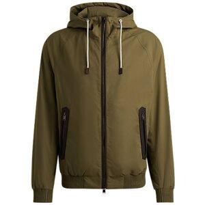 Boss Cotton-poplin hooded jacket with faux-leather trims