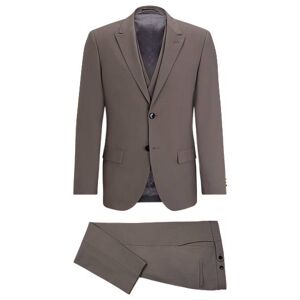 HUGO Three-piece slim-fit suit with double-breasted waistcoat