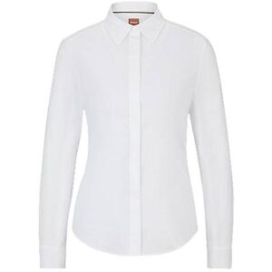 Boss Slim-fit blouse in cotton-blend poplin