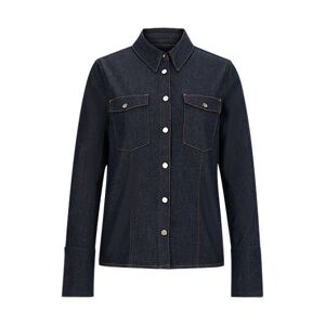 Boss Regular-fit blouse in navy comfort-stretch denim