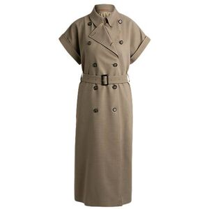 Boss Belted short-sleeved coat in stretch fabric