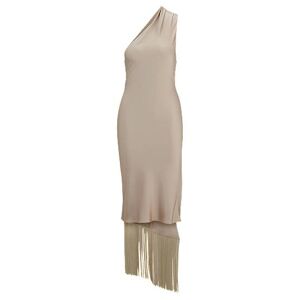 Boss One-shoulder dress with fringed scarf detail