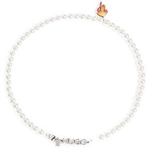 HUGO Glass-bead necklace with flame pendant