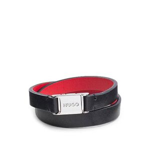 HUGO Double-wrap Italian-leather cuff with branded closure