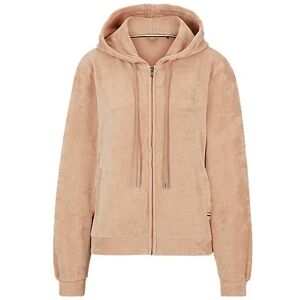 Boss Cotton-blend velour zip-up hoodie with logo detail