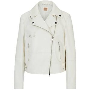 Boss Leather jacket with signature lining and asymmetric zip