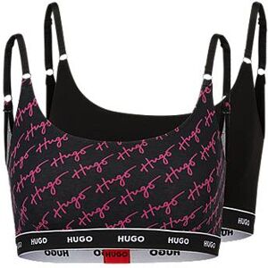 HUGO Two-pack of stretch-cotton bralettes with logo underbands