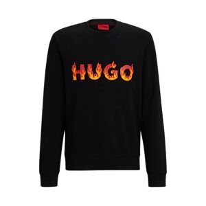 HUGO Cotton-terry sweatshirt with puffed flame logo