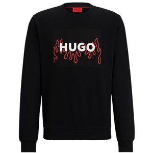 HUGO Cotton-terry regular-fit sweatshirt with flame logo