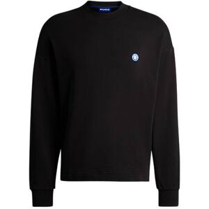 HUGO Cotton-terry sweatshirt with smiley-face logo patch