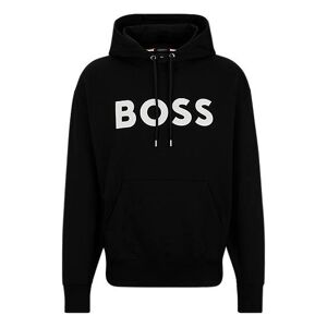 Boss Cotton-terry hoodie with rubber-print logo