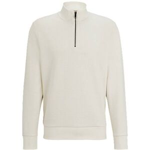 Boss Zip-neck sweatshirt in stretch-cotton jacquard