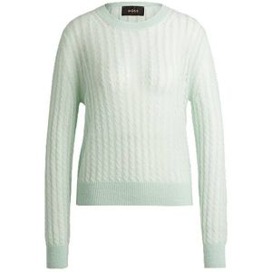 Boss Fine-gauge sweater in textured wool with cable structure