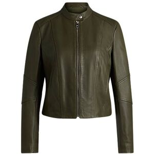 Boss Regular-fit jacket in grained leather