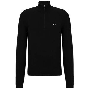 Boss Cotton-blend zip-neck sweater with logo detail