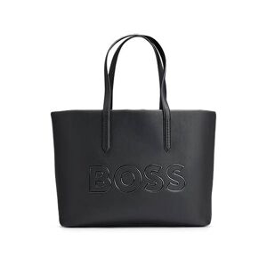 Boss Grained faux-leather shopper bag with outline logo