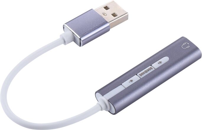 Tarvike Ulkoinen USB-äänikortti tietokoneelle, 3.5mm (Harmaa) Tarvike Ulkoinen USB-äänikortti tietokoneelle, 3.5mm (Harmaa)