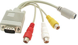 VGA to S-Video AV RCA TV adapteri 2 äänikaapelilla VGA to S-Video AV RCA TV adapteri 2 äänikaapelilla