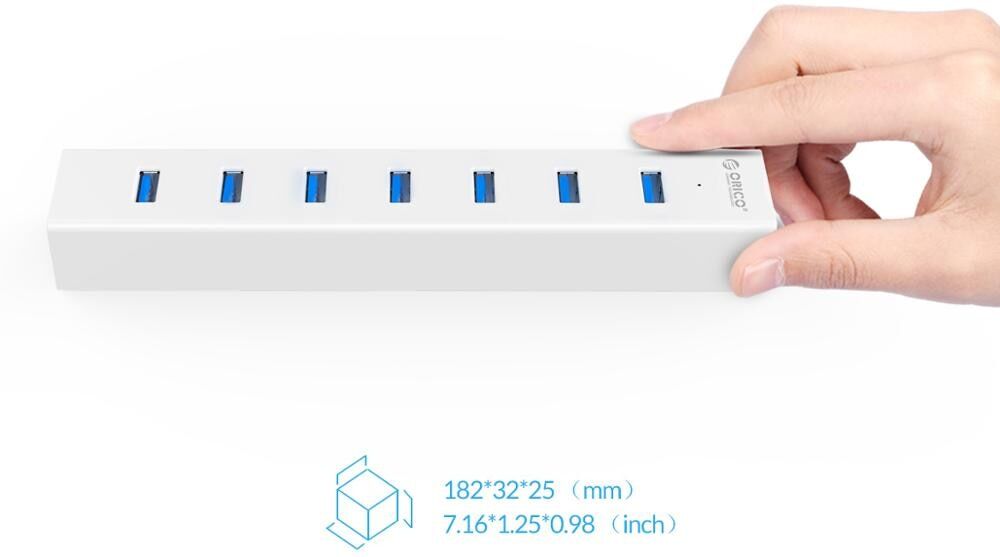 7 portin USB 3.0 valkoinen hub 7 portin USB 3.0 valkoinen hub