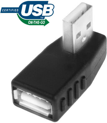 USB 2.0 kulma-adapteri USB A uros - USB A naaras, OTG Function