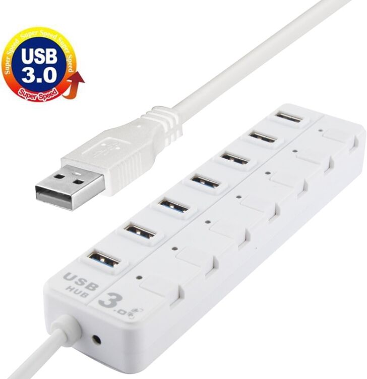 7 portin nopea USB 3.0 hubi jopa 5Gbps