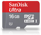 SanDisk Ultra 16 Gt microSDHC muistikortti, Class 10