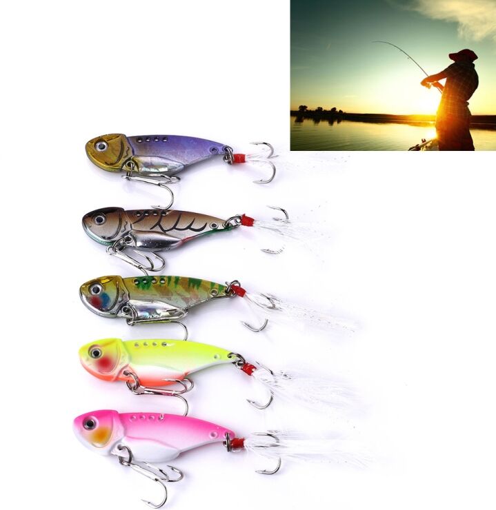 Tarvike 5kpl 5.5cm/11g Luya Metal VIB-syöttejä muovilaatikossa Tarvike 5kpl 5.5cm/11g Luya Metal VIB-syöttejä muovilaatikossa